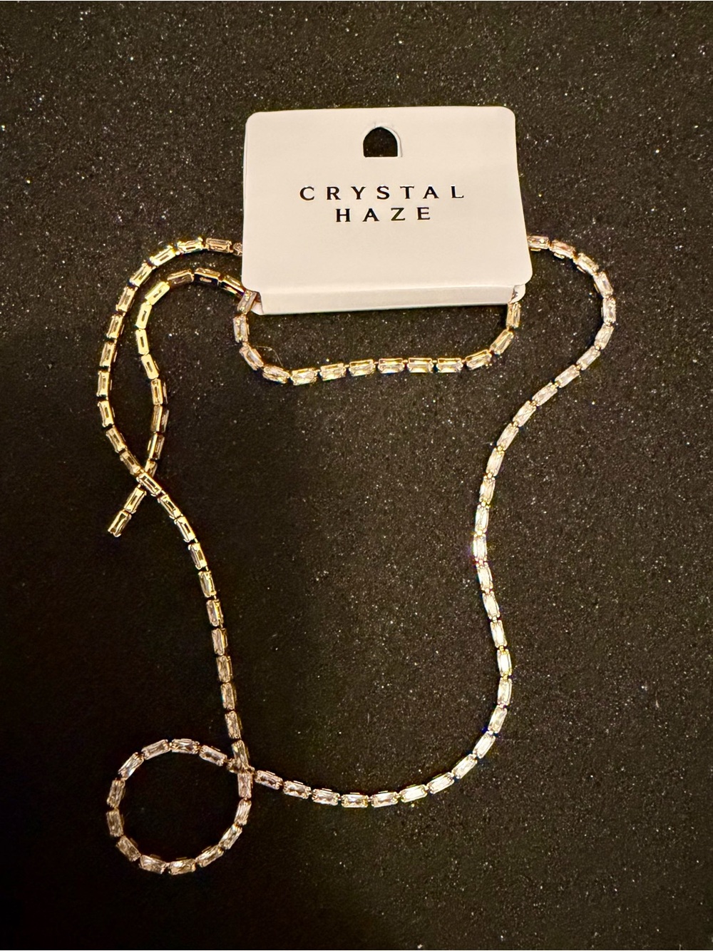 Crystal Haze Mini Baguette Lariat Necklace NEW